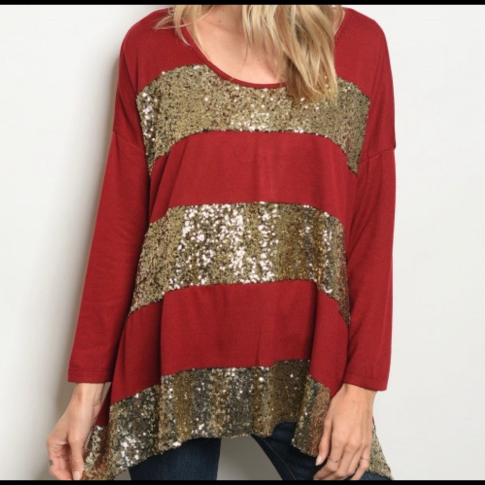 Red sequined tunic